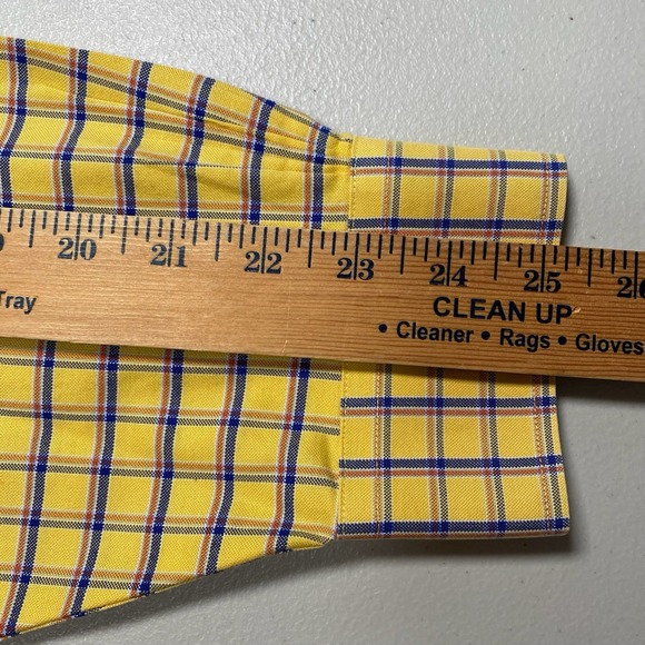 Brooks Brothers 1818 Shirt L Mens L/S Oxford Regular Non Iron Yellow Plaid Check - Picture 6 of 8
